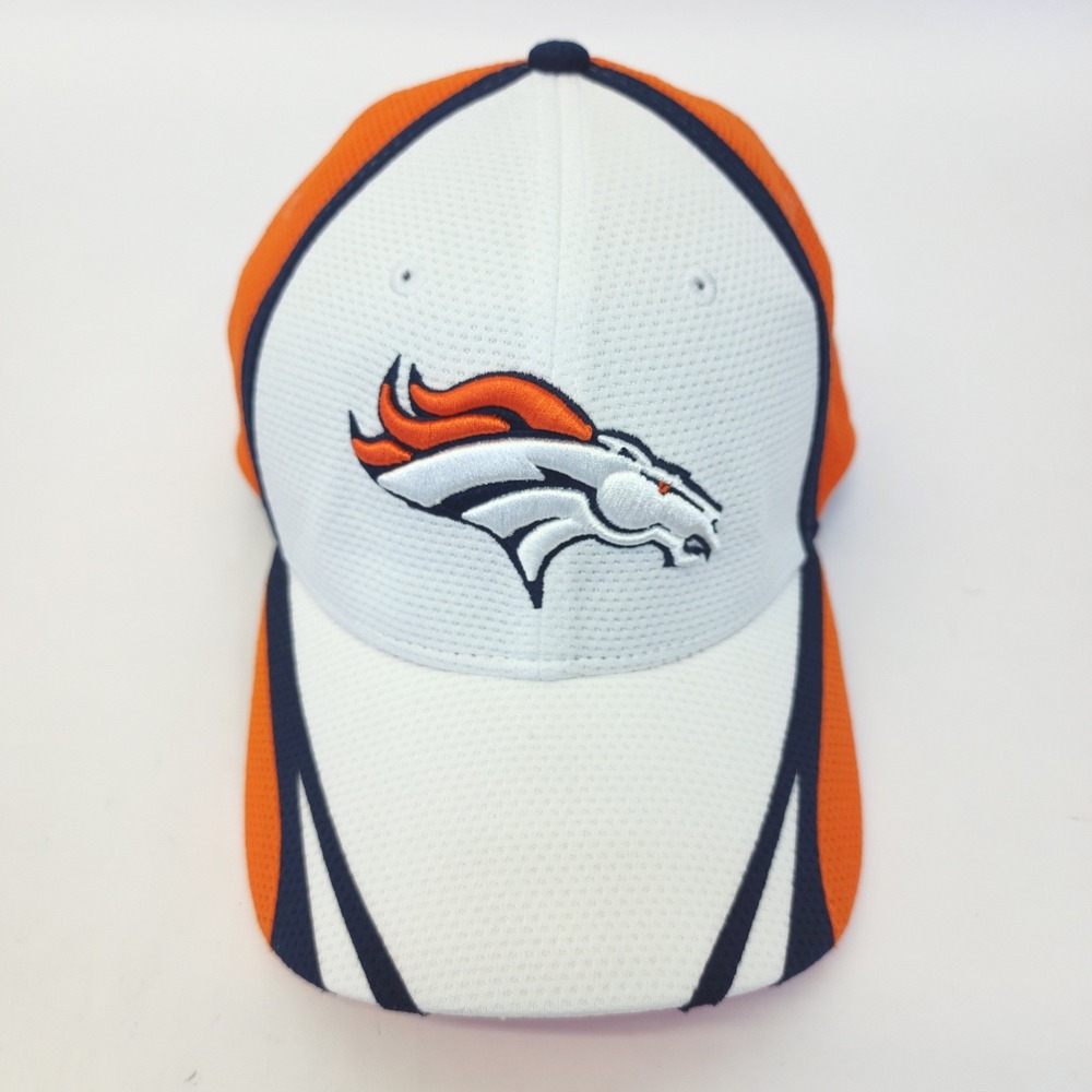 New Era Denver Broncos NFL 39THIRTY Stretch Fit Hat Orange White Small Medium